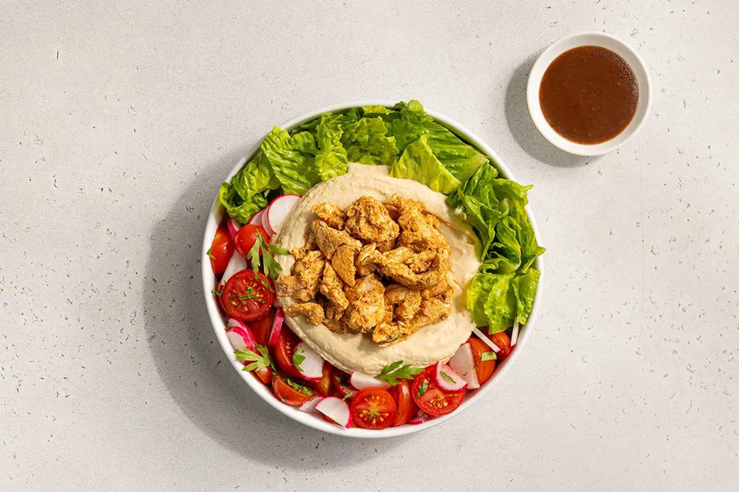 سلطة شاورما الدجاج و الحمص