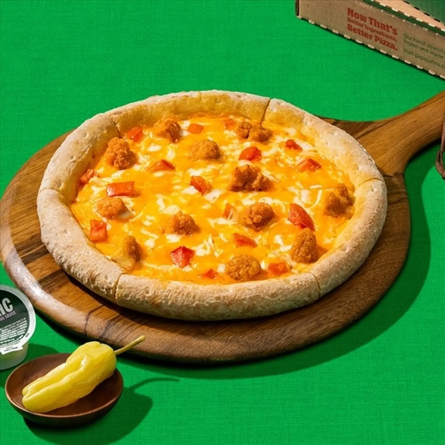 Double Cheddar Chicken Burger Pizza Large