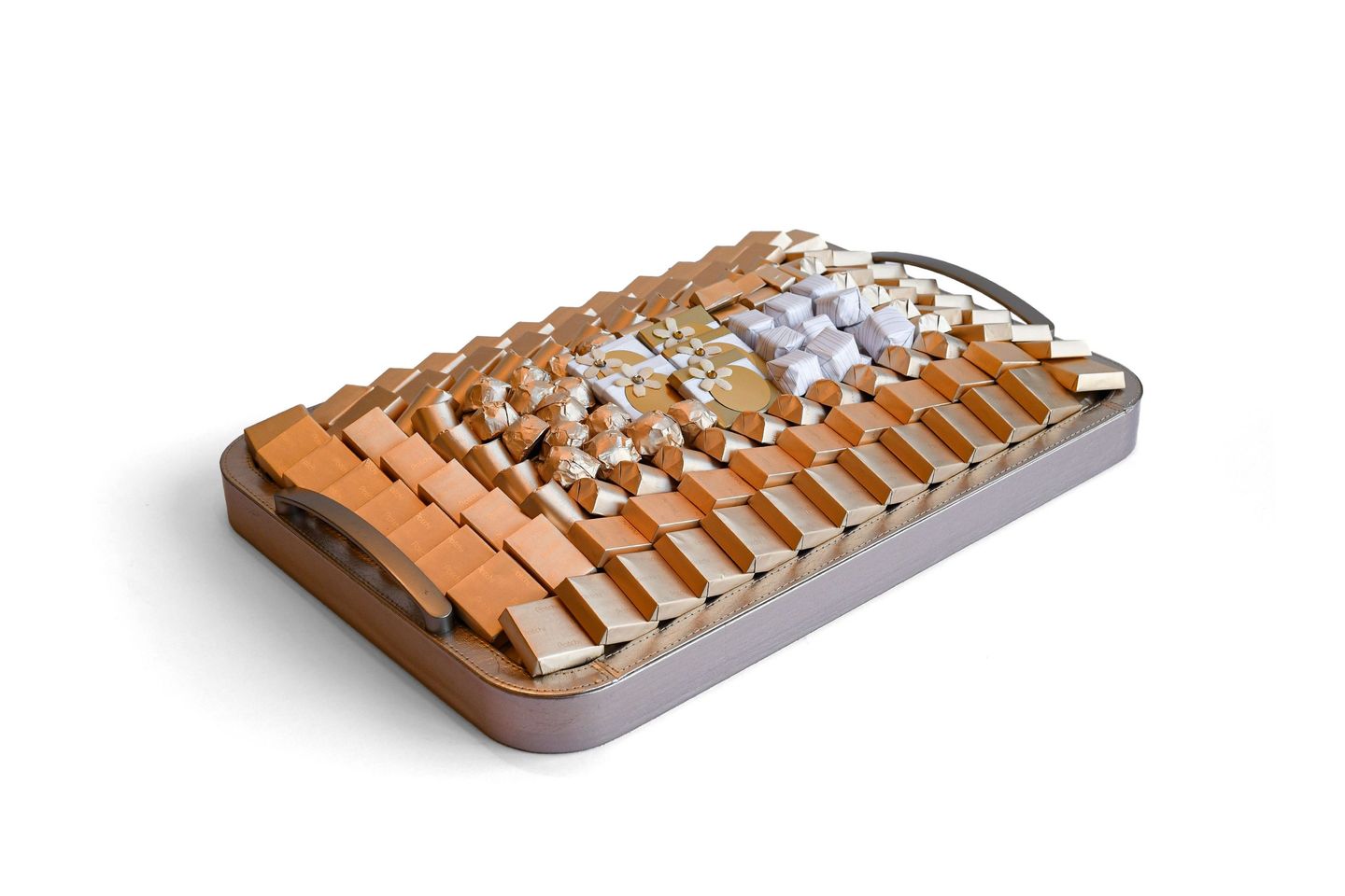 Rectangular Leather Tray With Handles 2740g 109797