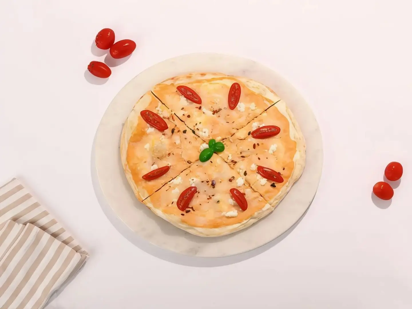 Feta Cheese Manakish With Bell Pepper Sauce