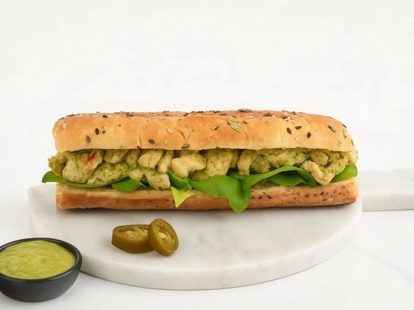 Chicken, Jalapeno And Pesto Sandwich