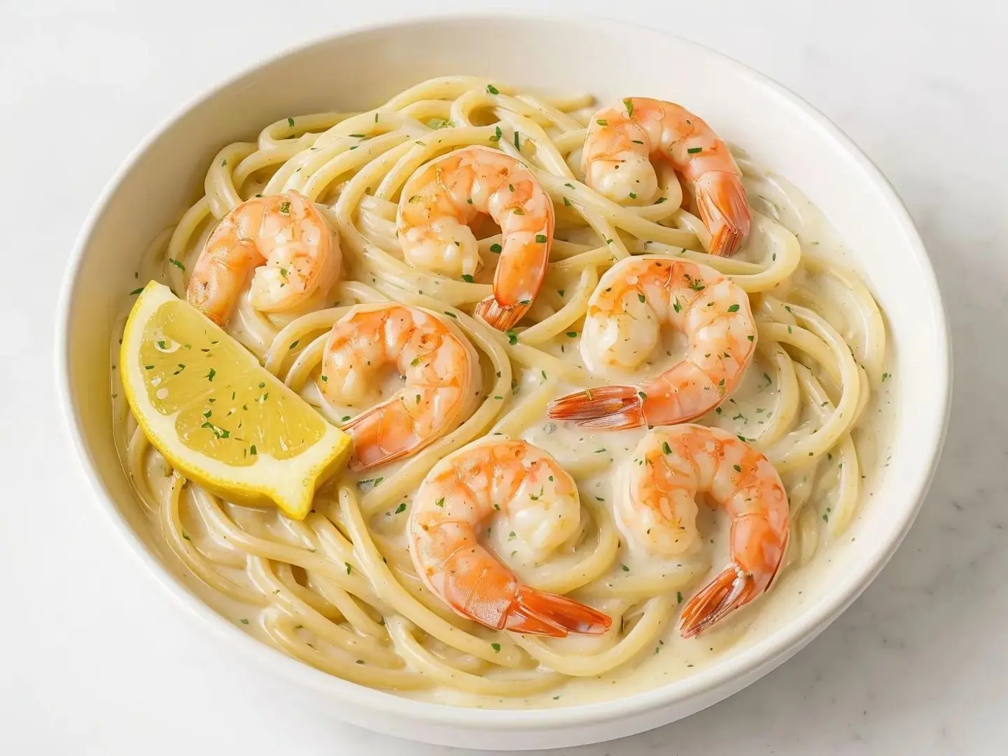 Shrimp Pasta With Lemon And Parmesan Sauce 200g