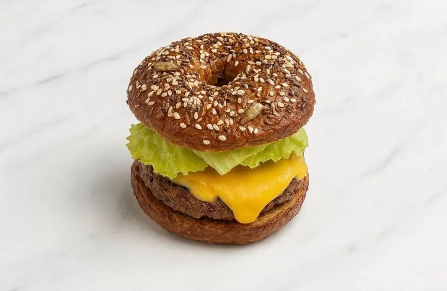 Grilled Double Burger Bagel