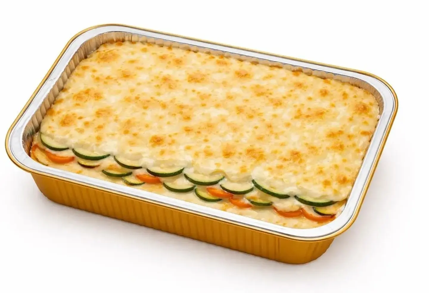 Large Chicken And Potato Casserole With Sliced Vegetables
