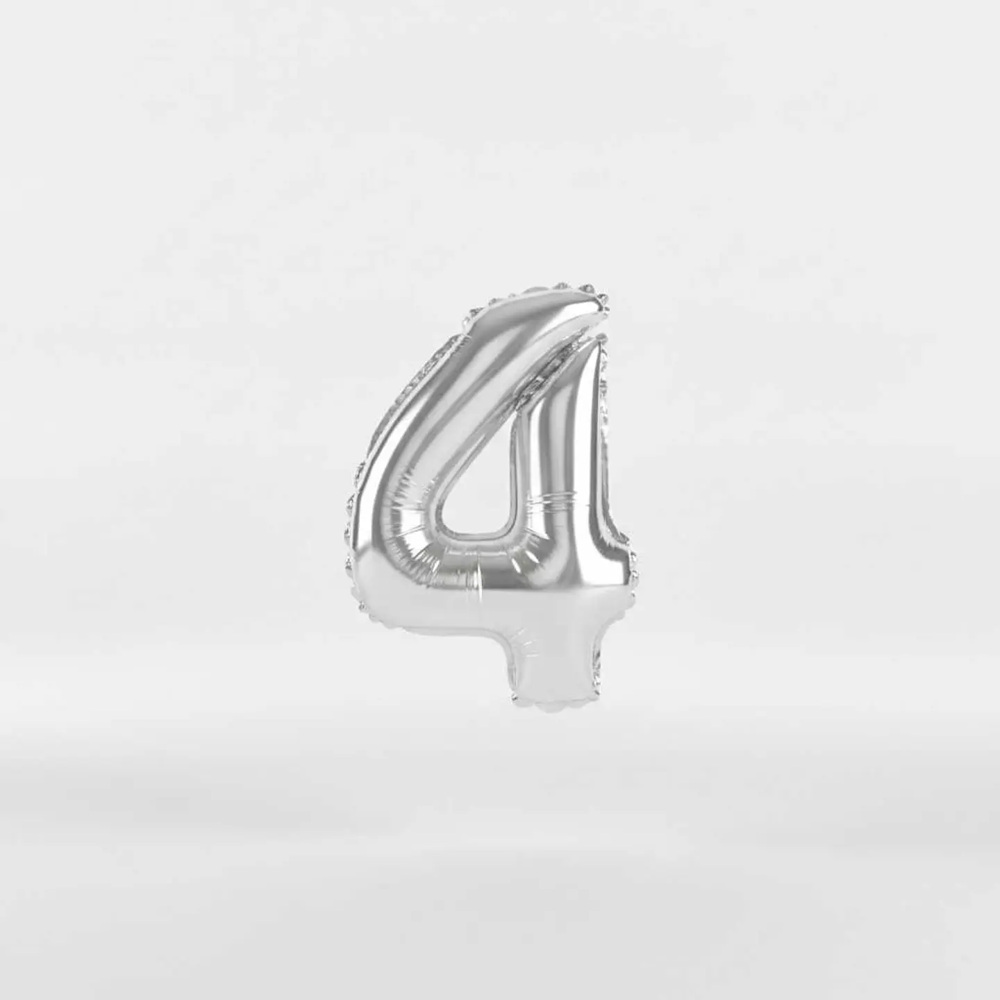 Small Number Balloon 4 Silver Color