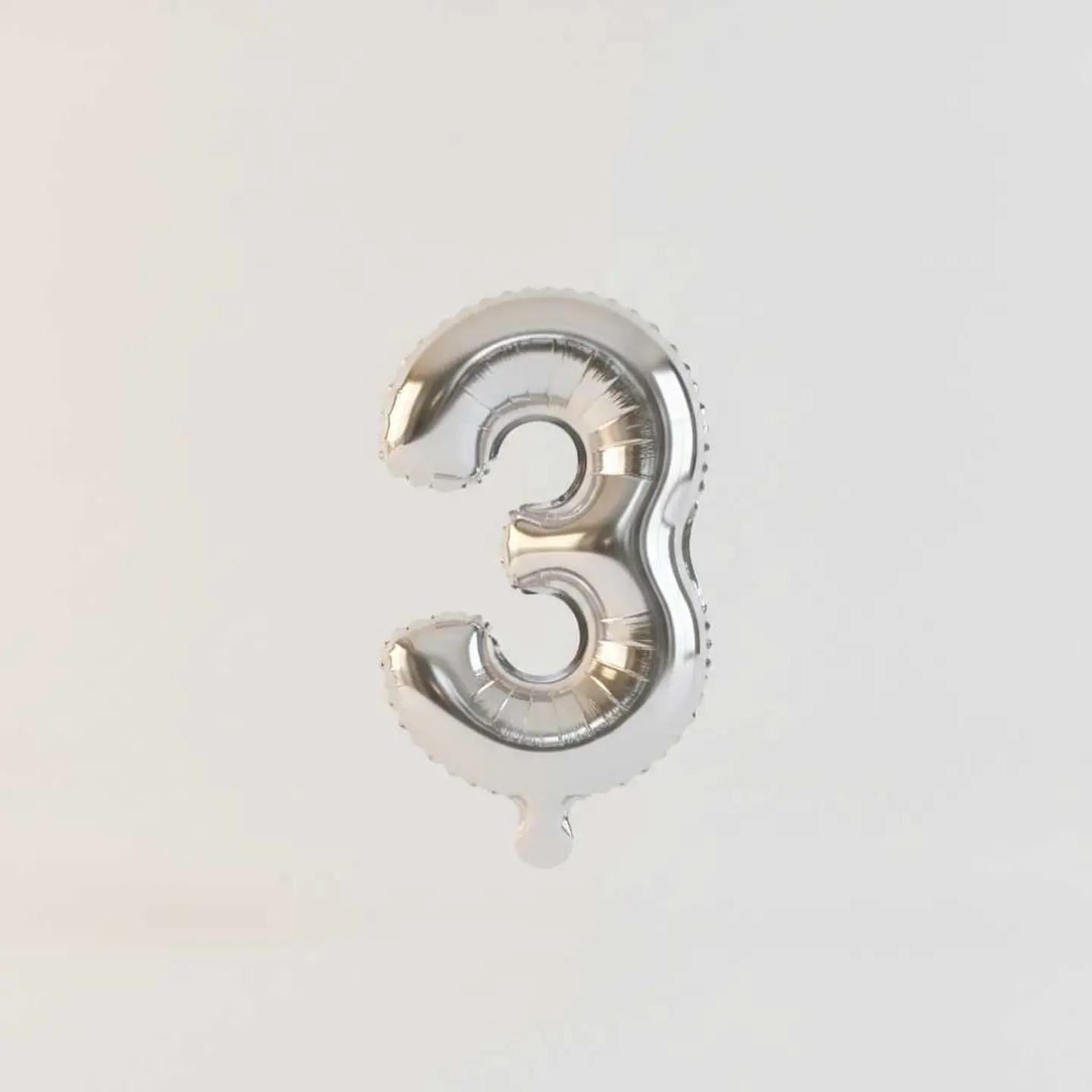 Small Number Balloon 3 Chrome Color