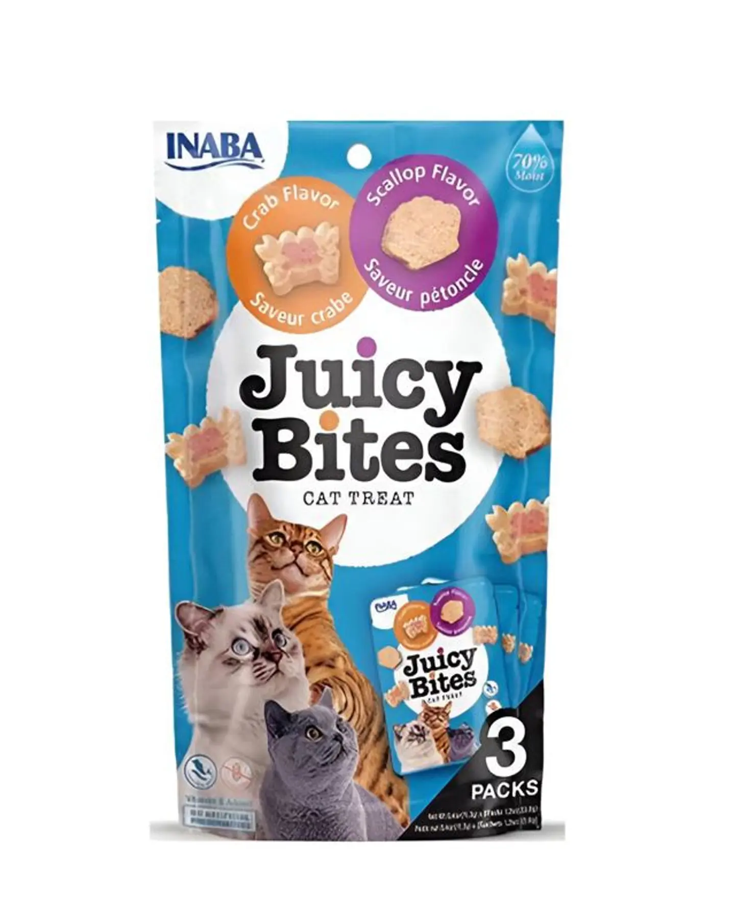 إنابا لدغات عصيرية بنكهة الإسكالوب وسرطان البحر للقطط