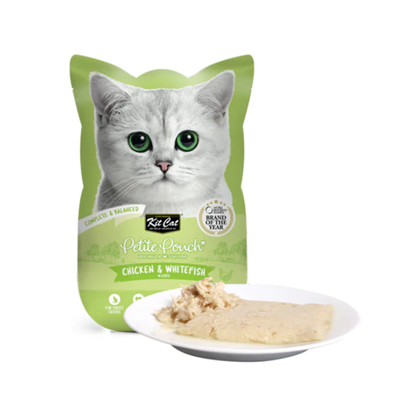Kit Cat Chicken & Withe Fish In Aspic For Cats Petite Pouch Complete Food 70g