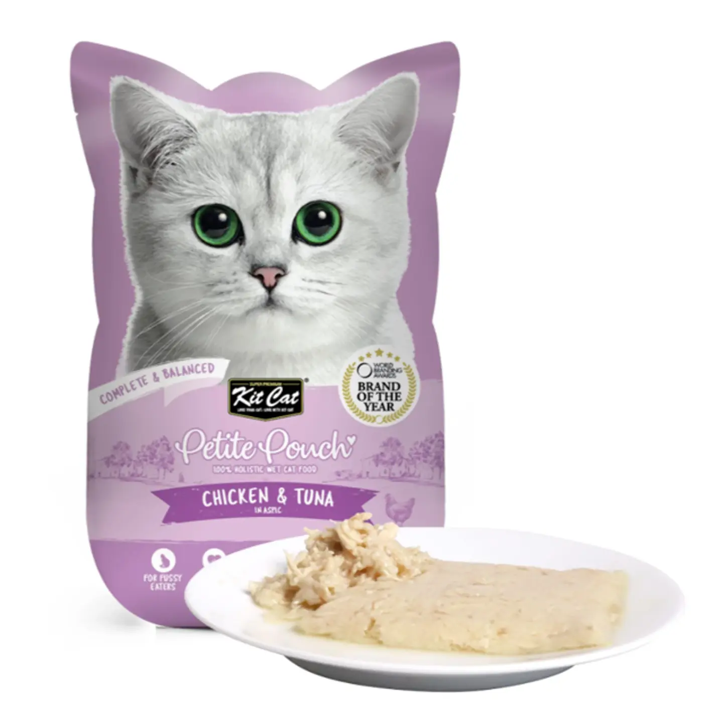 Kit Cat Chicken & Tuna In Aspic For Cats Petite Pouch Complete Food 70g