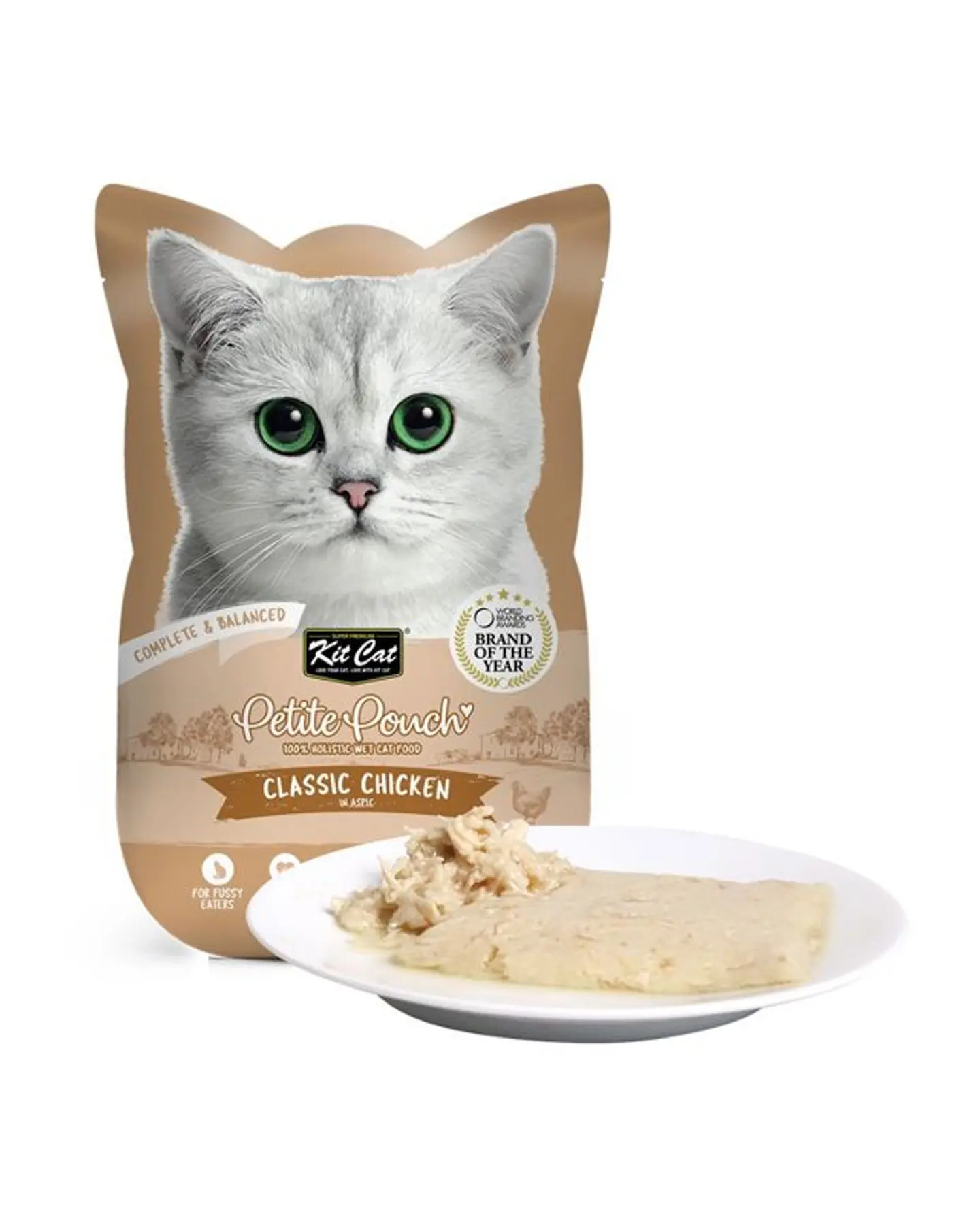 Kit Cat Classic Chicken In Aspic For Cats Petite Pouch Complete Food 70g