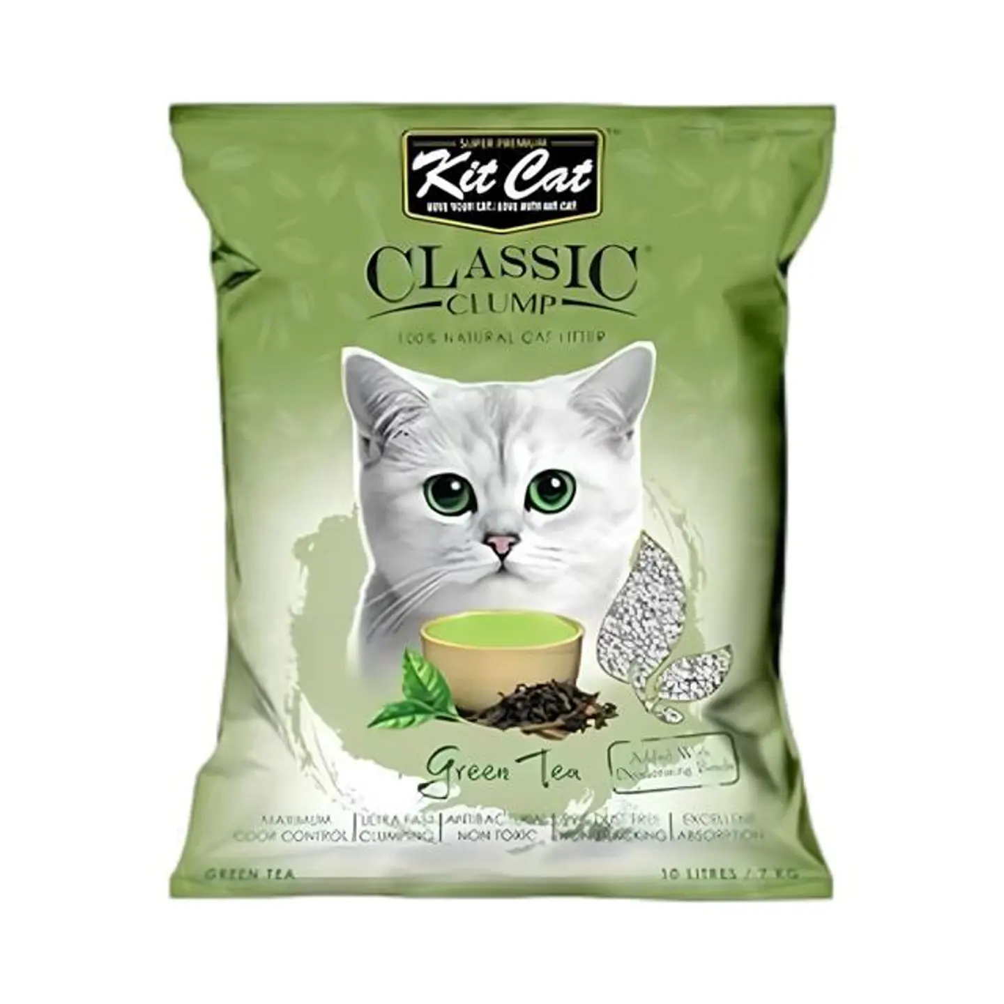 Kit Cat Classic Clump Green Tea Scent Cat Litter   10 L