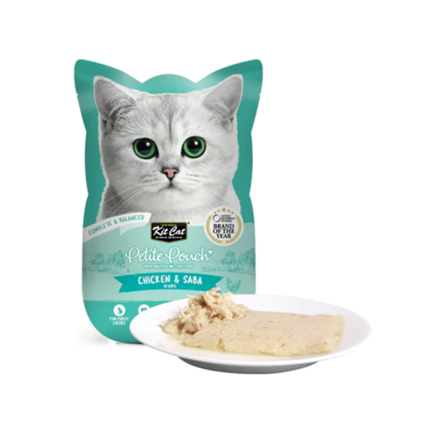 Kit Cat Chicken & Saba In Aspic For Cats Petite Pouch Complete Food 70g