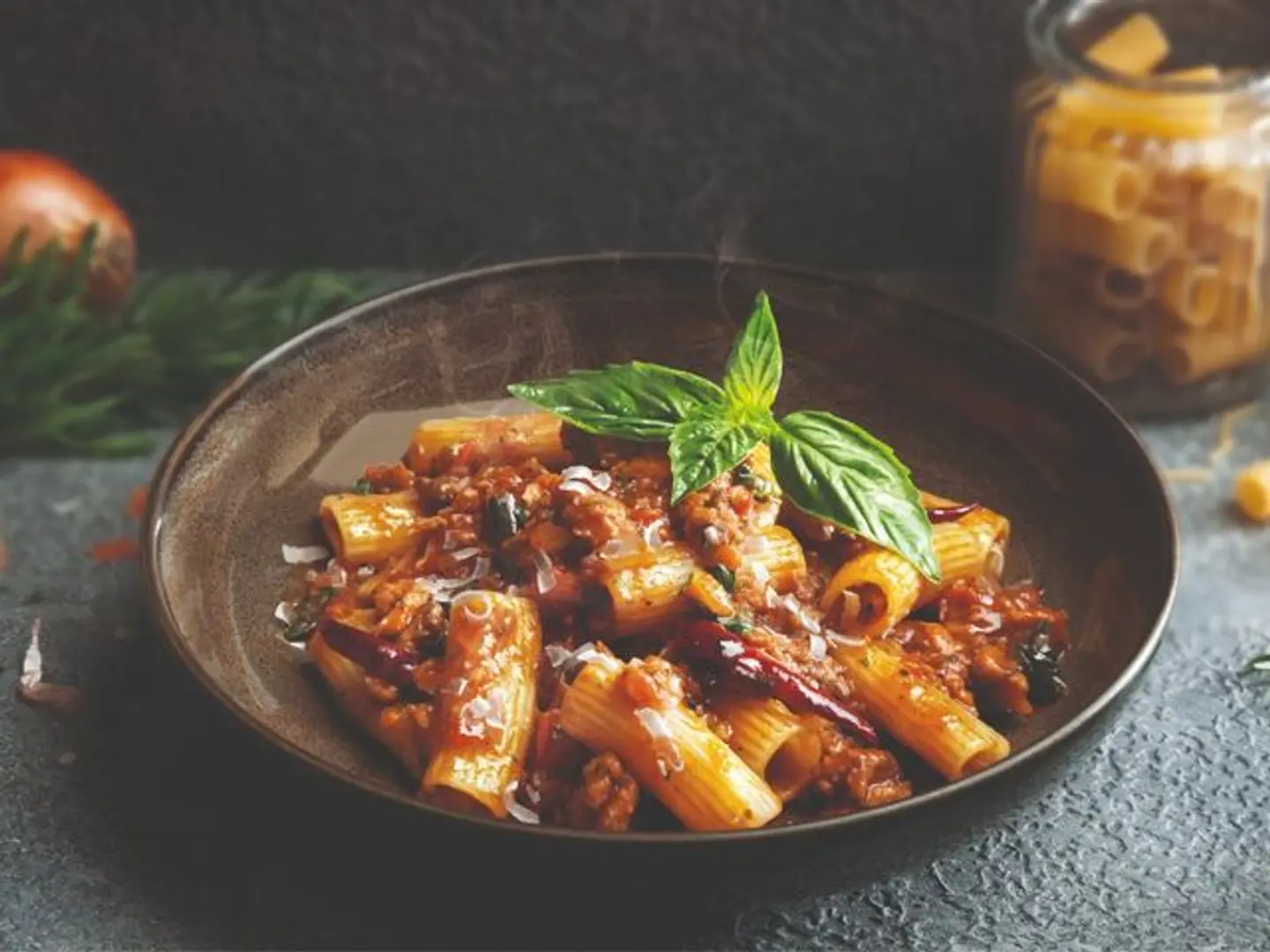 Rigatoni With Spicy Beef Bolognese