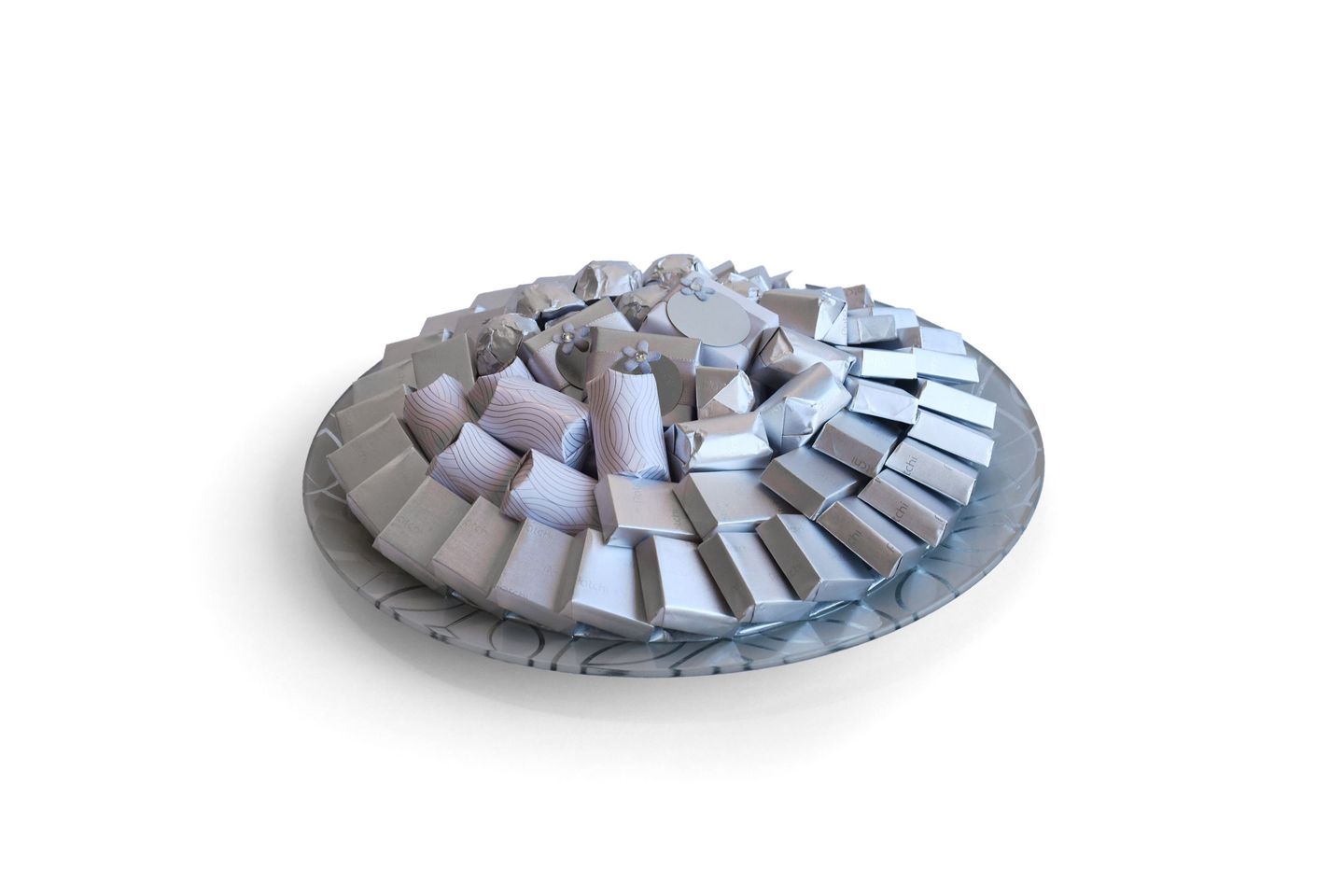 Round Glass Tray Silver 1030g 110139