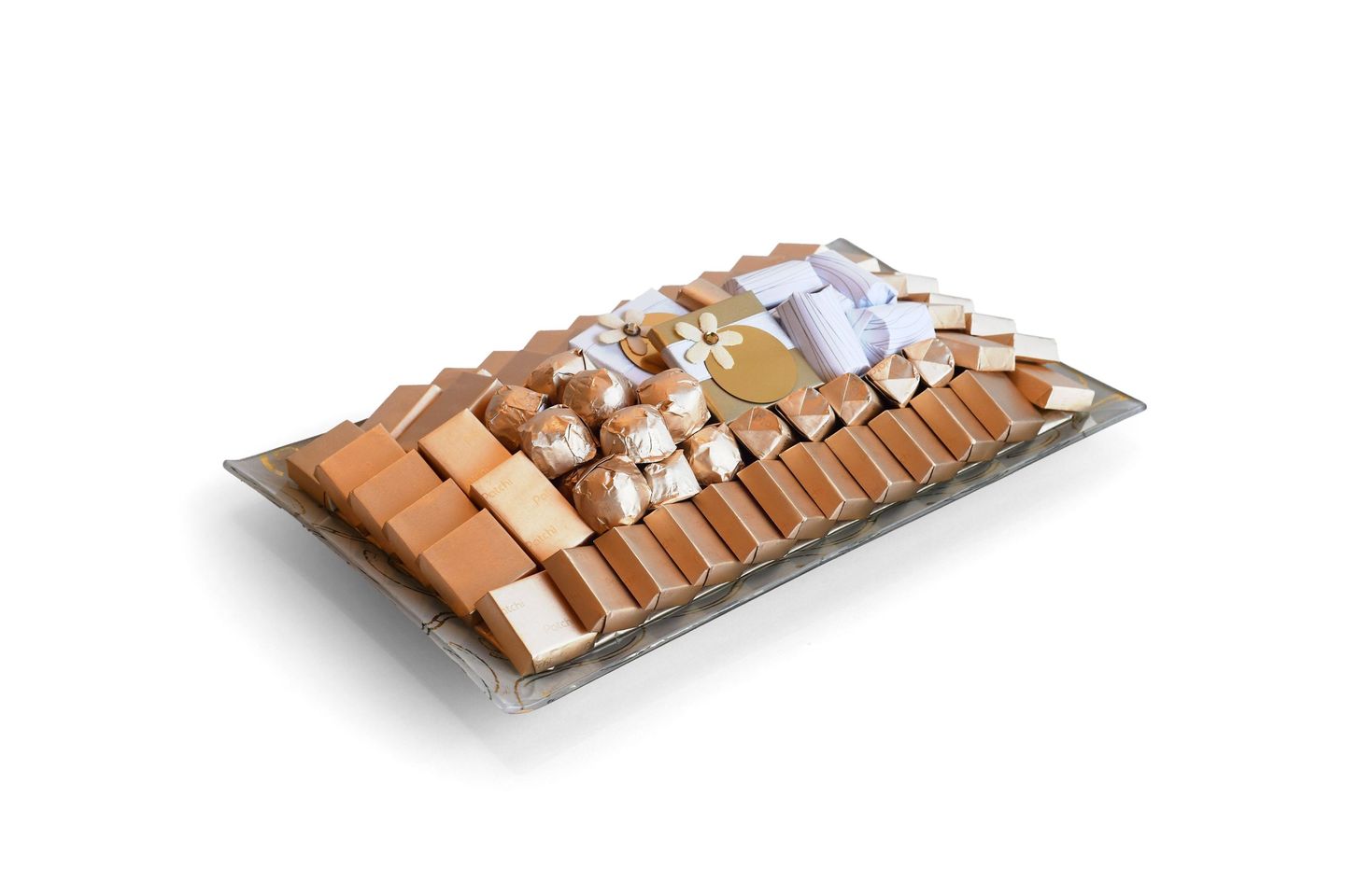 Rectangular Glass Tray Gold 950g 110132