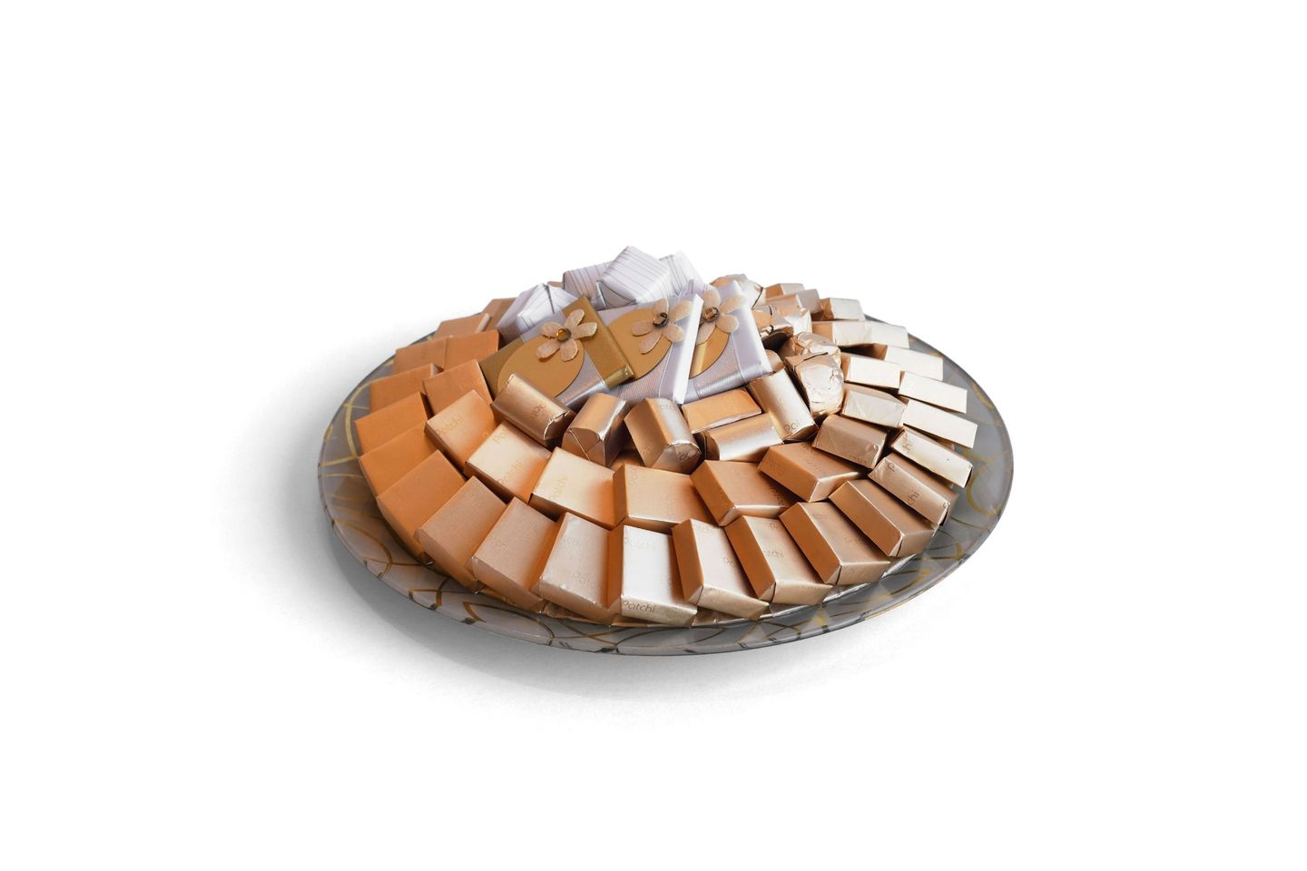 Round Glass Tray Gold 1050g 110138
