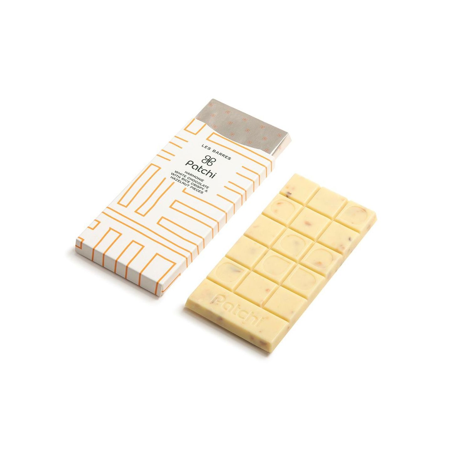 Harmonie White Chocolate Bar With Crisped Rice And Hazelnut Pieces 50g 014