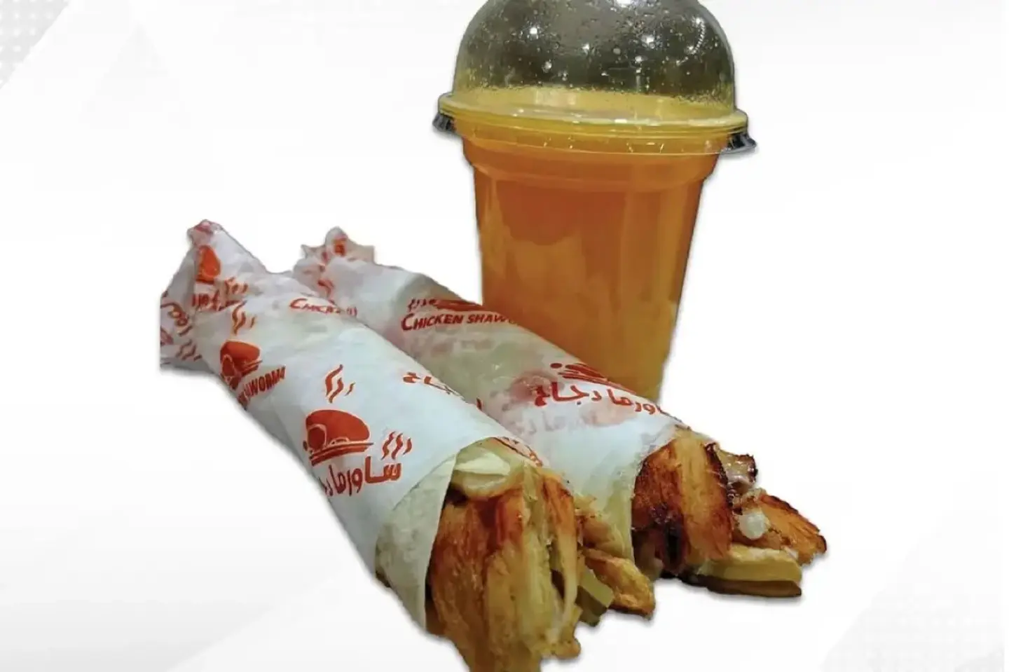 2 Chicken Shawarma Sandwiches With Orange Juice