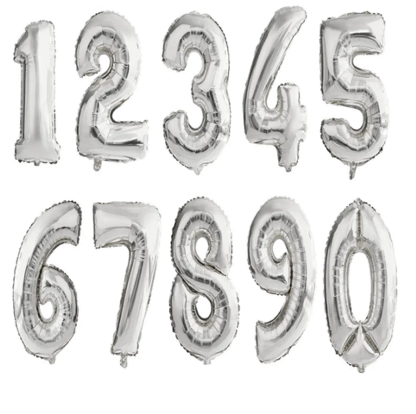 Silver Number Helium Balloon
