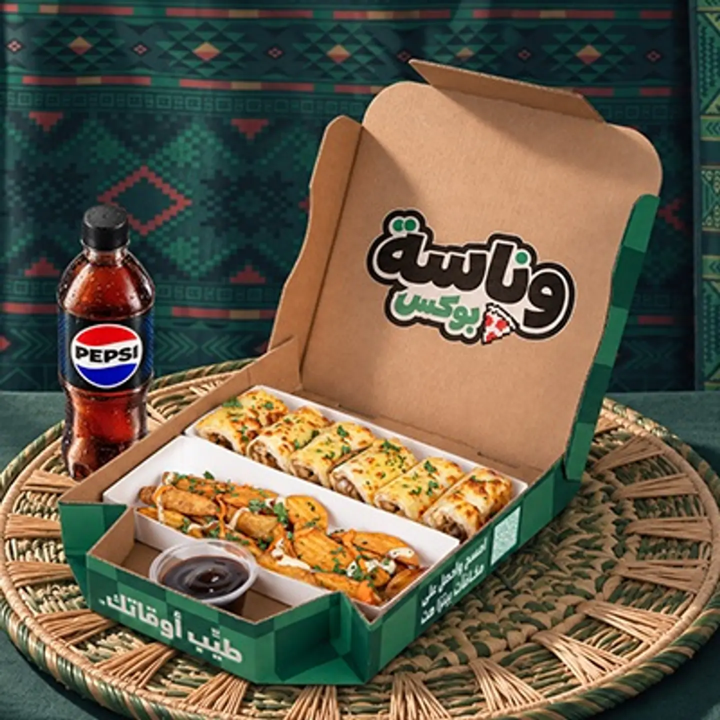 وجبة بوكس وناسة لفائف دجاج بالباربكيو