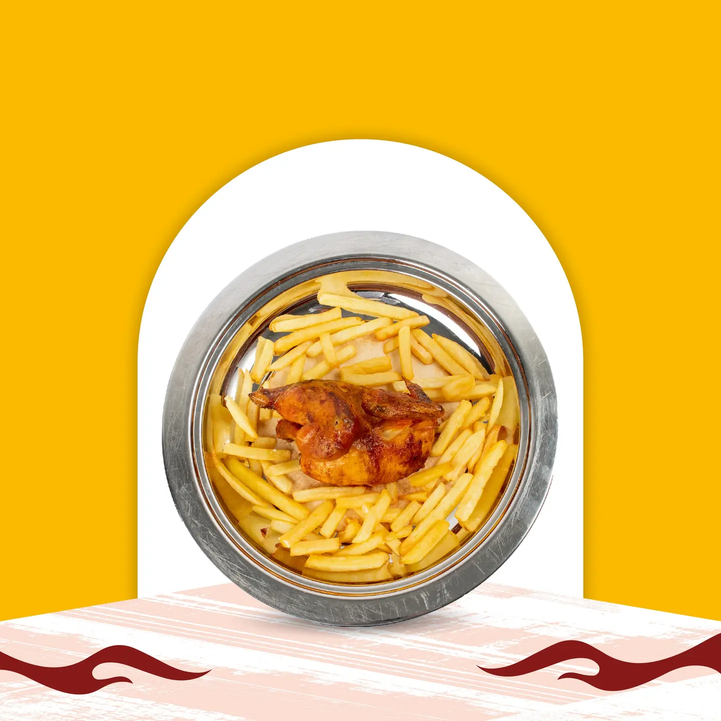 نص دجاج شواية مع البطاطس