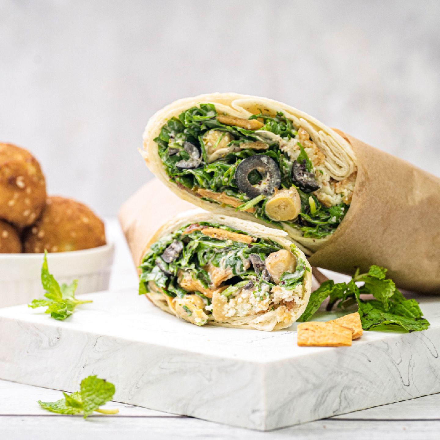 Mish Fattoush With Halloumi Wrap