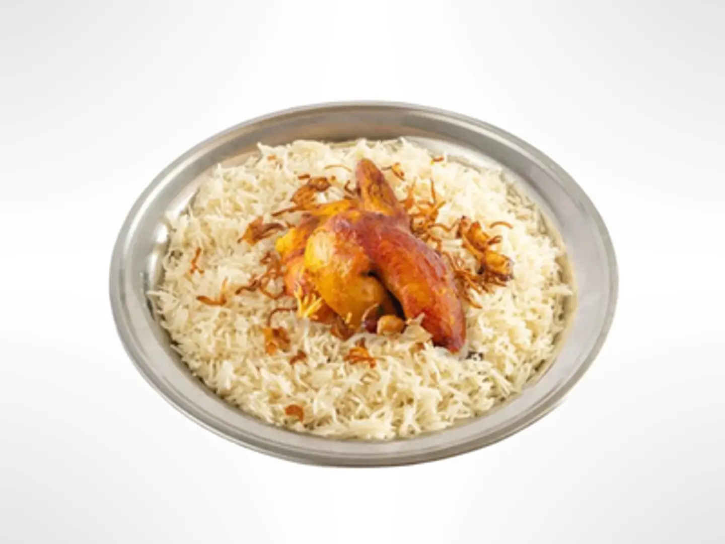 نص حبة دجاج شواية على الحطب مع الرز الأبيض