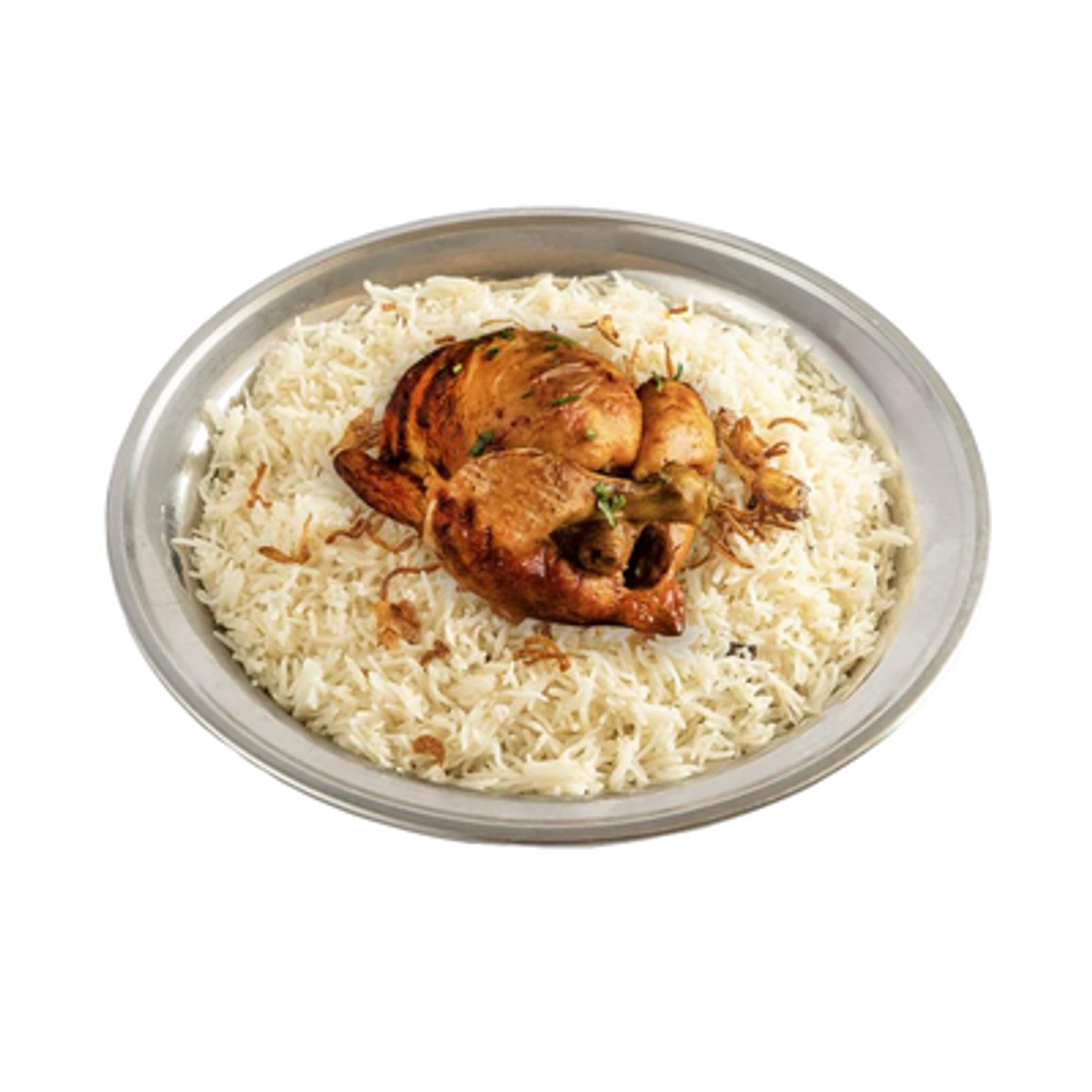 حبة دجاج شواية على الحطب مع الرز الأبيض
