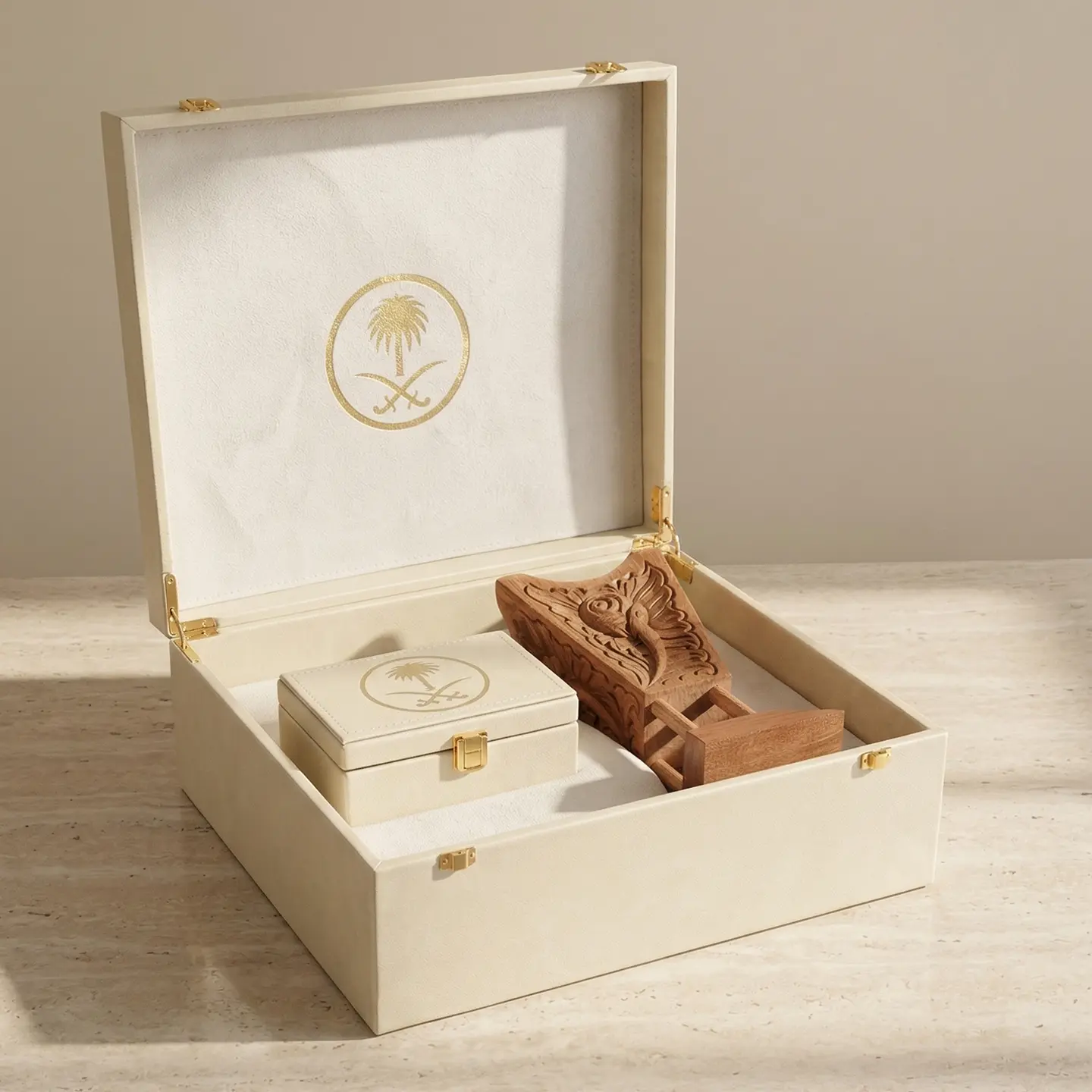 Luxury Incense Burner And Oud Set   Beige