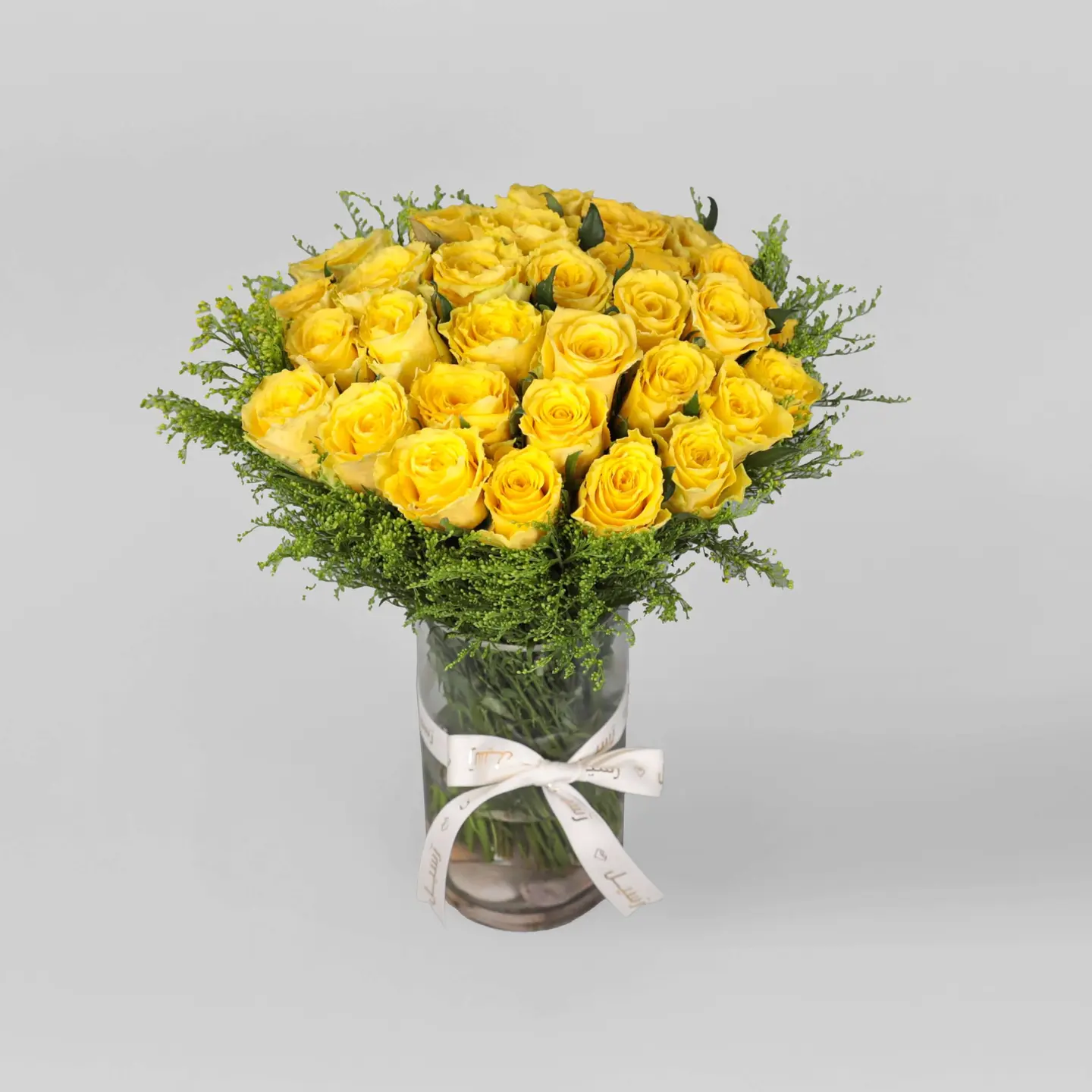 Vase 20 Yellow Rose Stems Raseel