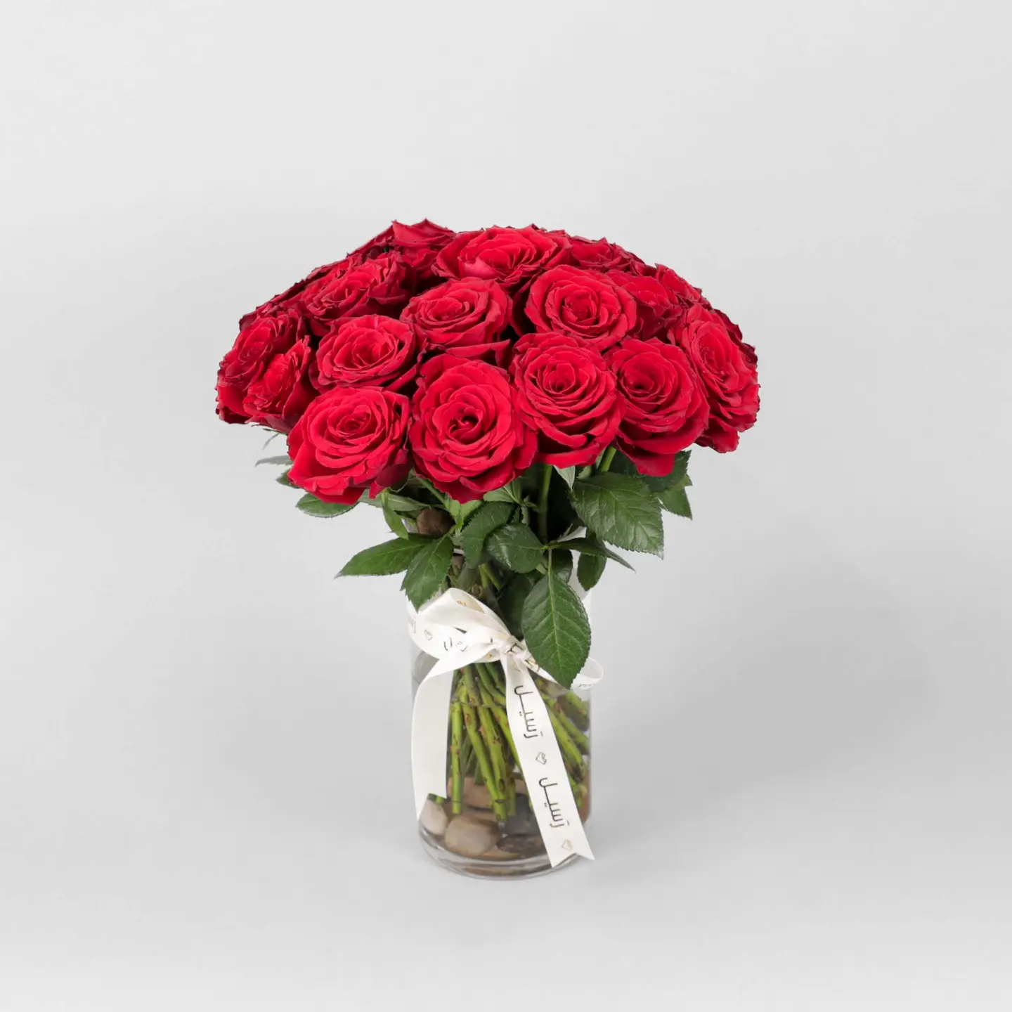Vase 20 Red Rose Stems