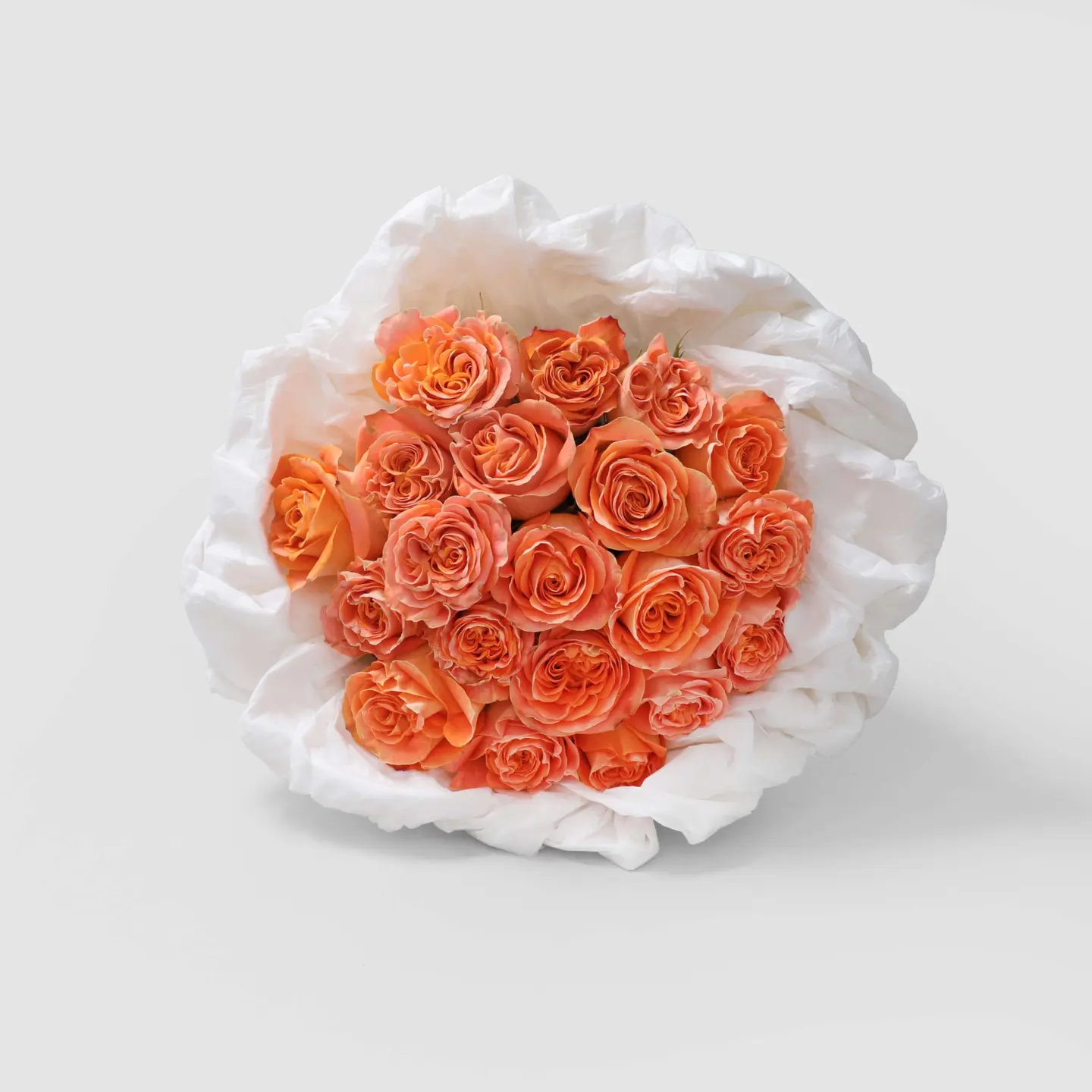 Korean Wrapped Rose Bouquet 20 Orange Blend Stems