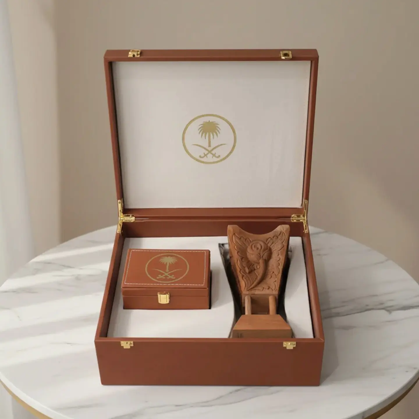 Luxury Incense Burner And Oud Set   Brown