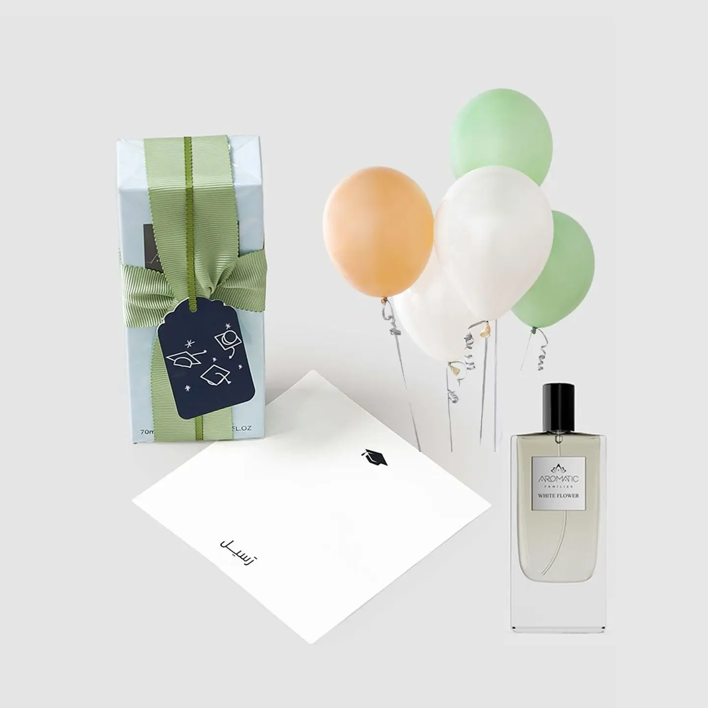هدية تخرج عطر وايت فلاورز مع بالون