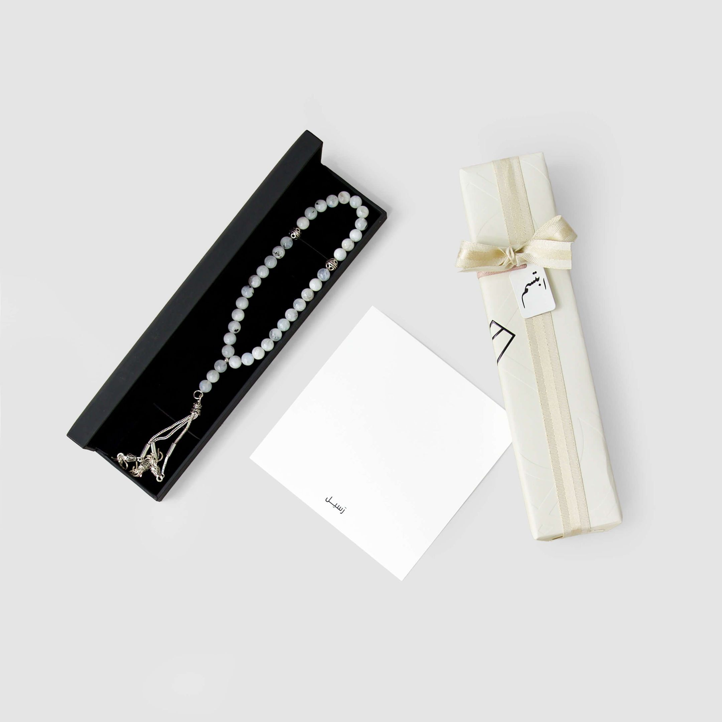 هدية سبحة فضة مع حجر ضو القمر ذو الوميض الأزرق الهندي الطبيعي