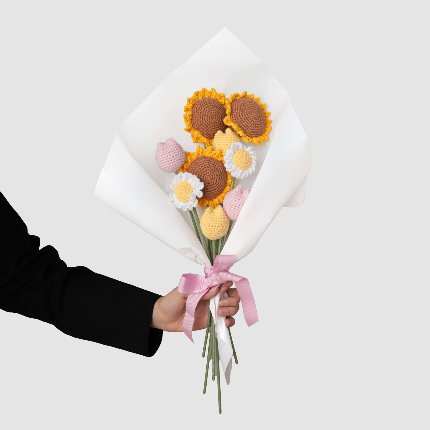 باقة ورد كروشية دوار الشمس