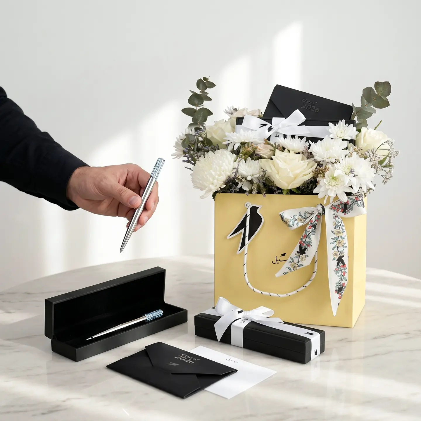 Sky Blue Swarovski Pen With Spring Bouquet