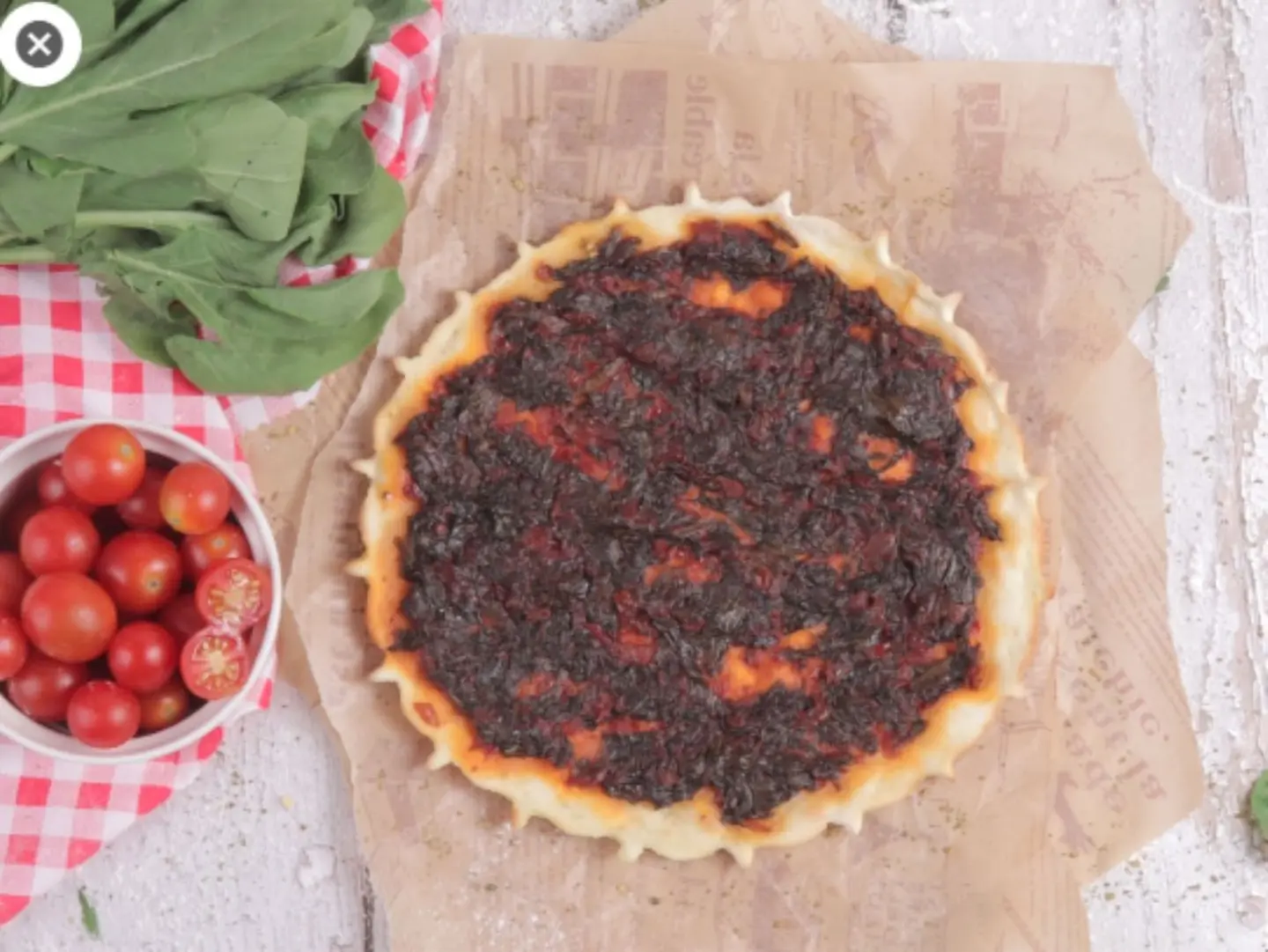 Spinach And Muhammara Manakish