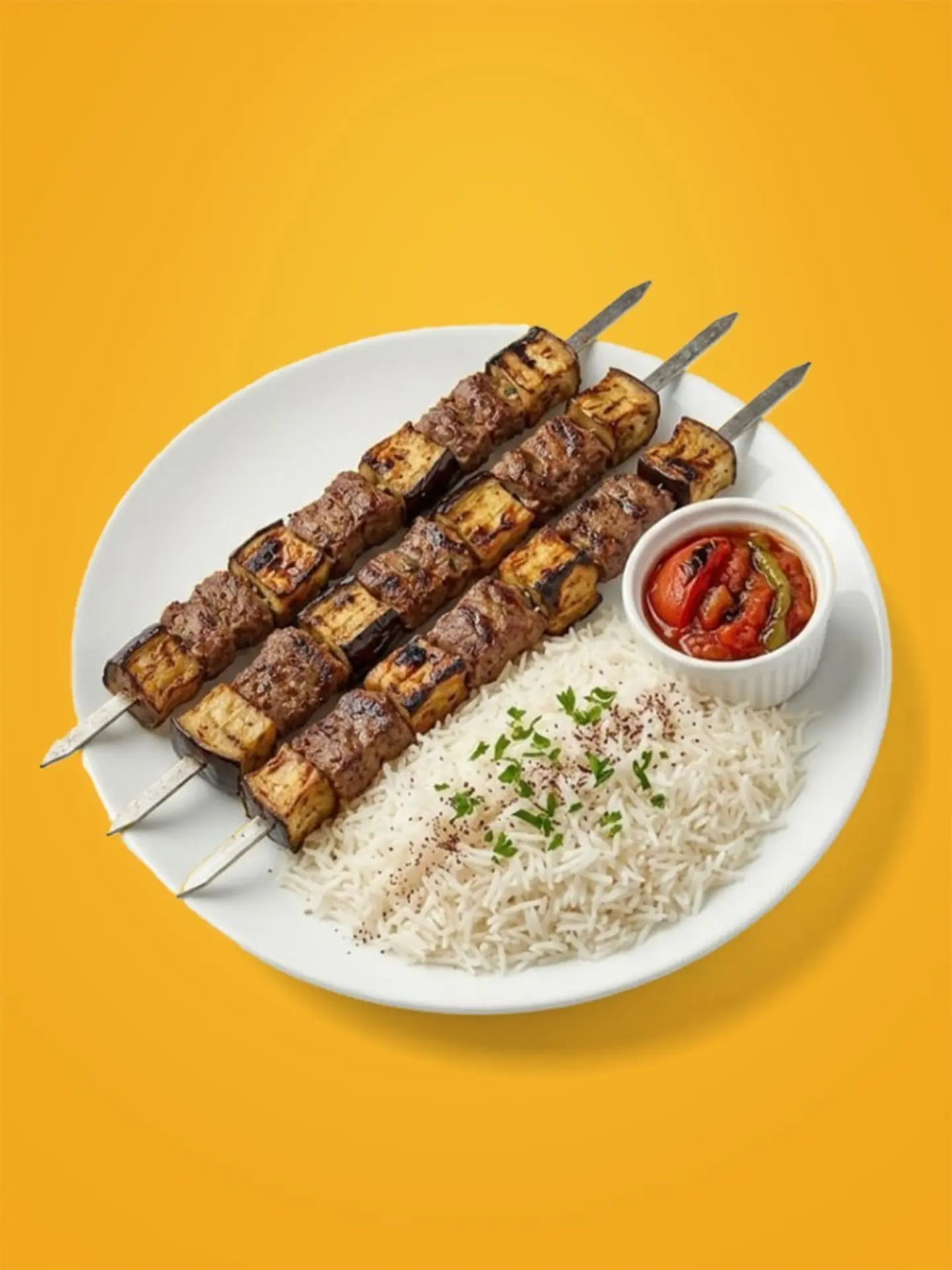 Meat Kebab With Eggplant Plate