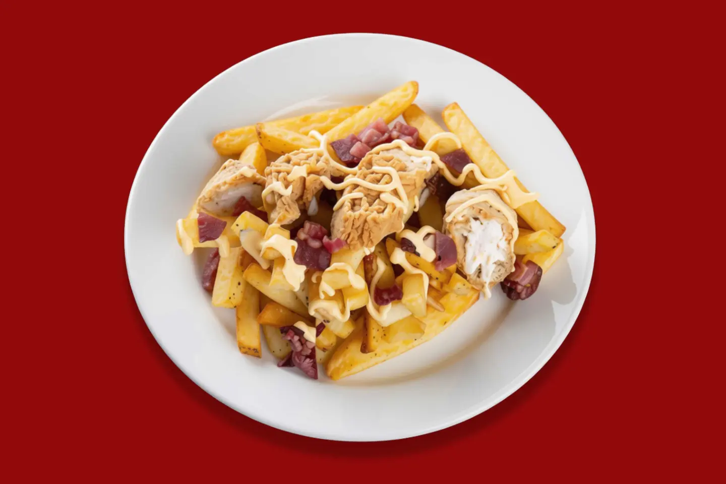 Beef Bacon And Chicken Bits With Cheese Fries