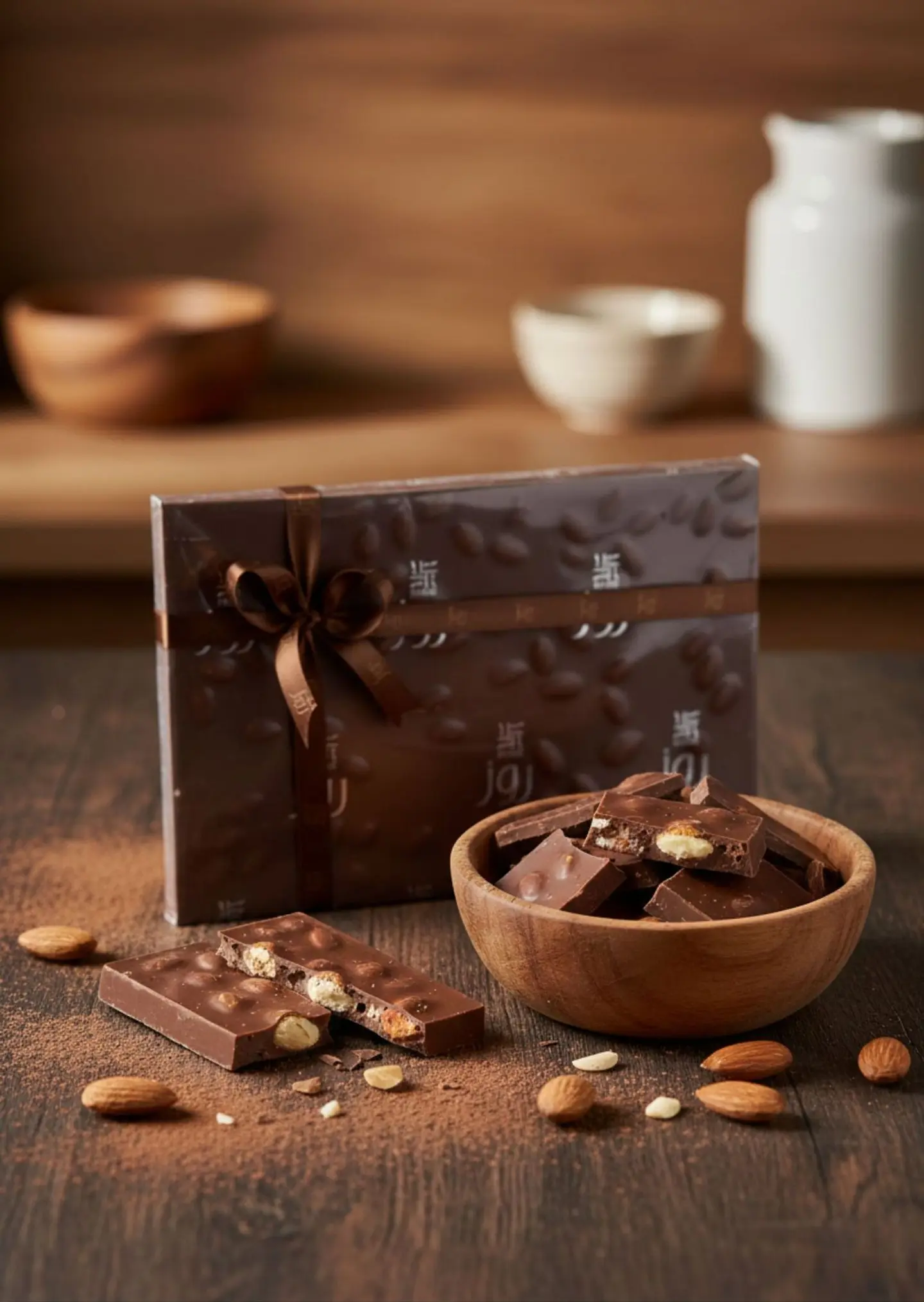 لوح الشوكولاتة الحليب باللوز