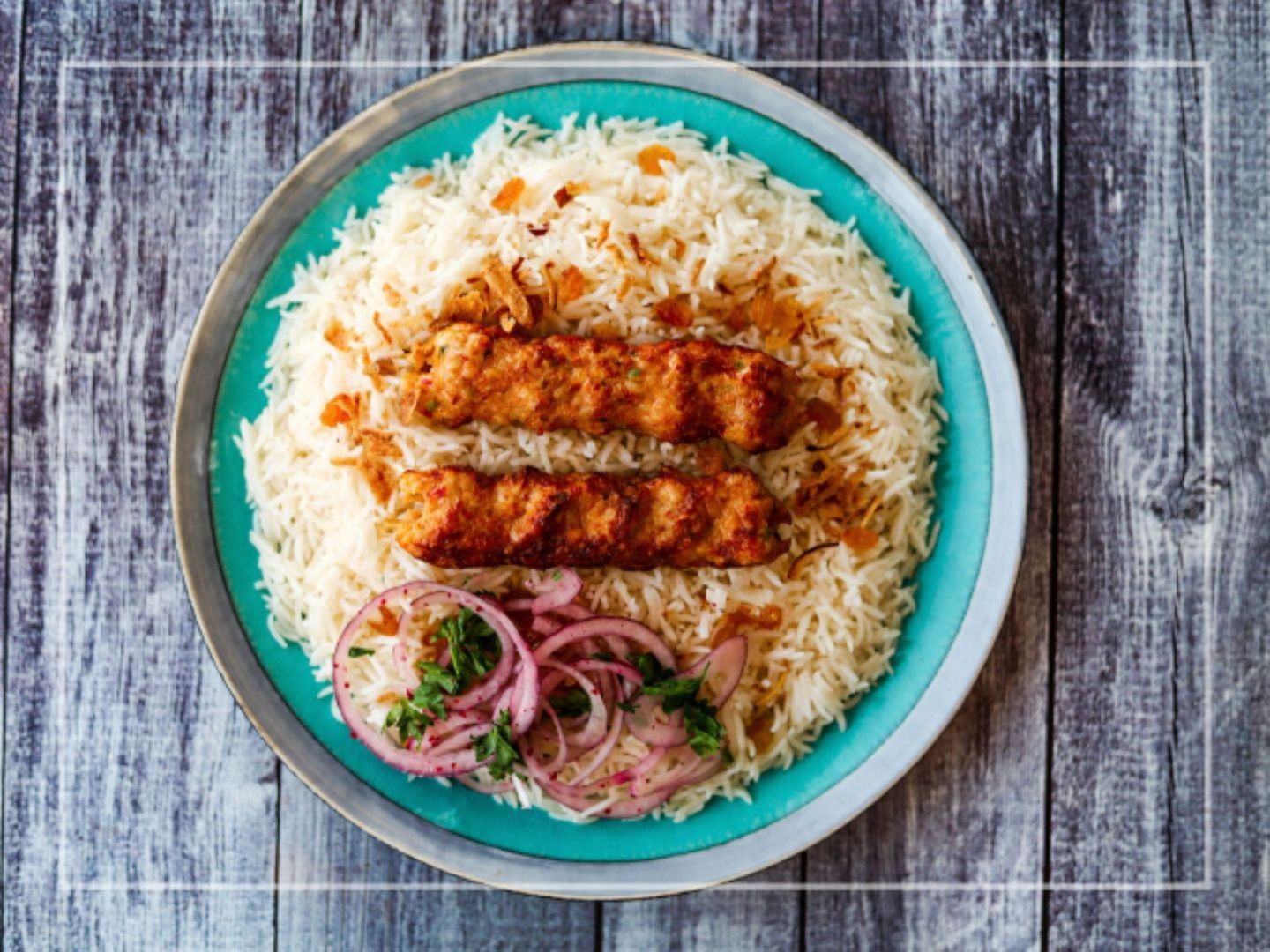 ريشمي كباب الدجاج مع الرز
