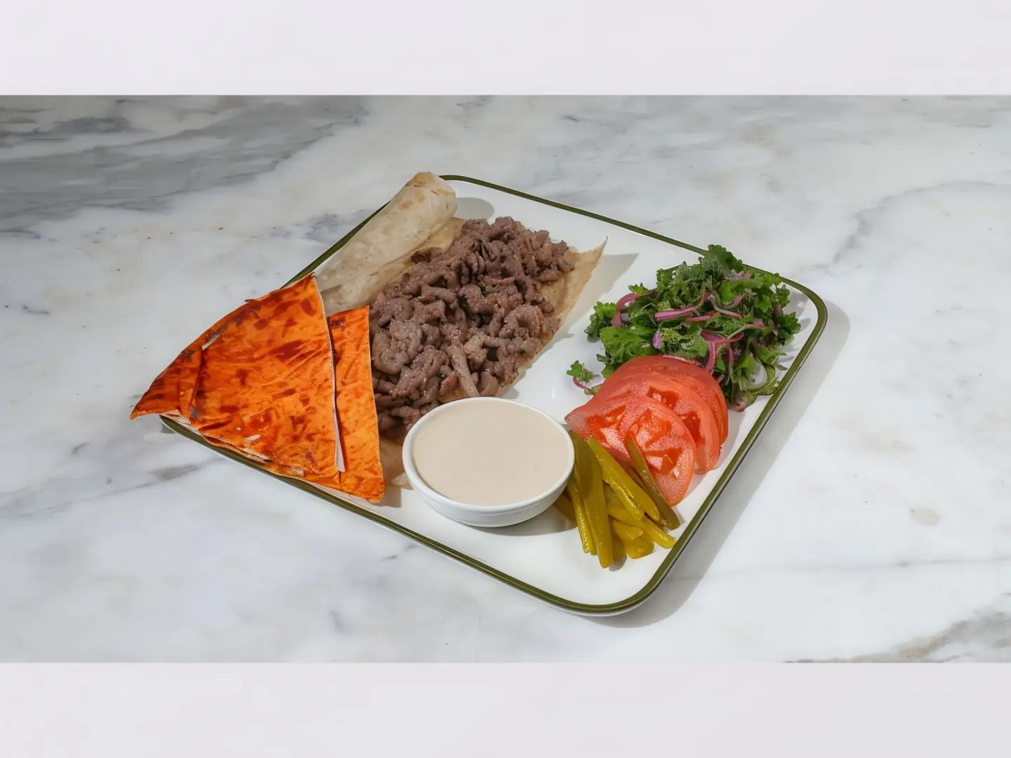 طبق شاورما لحم