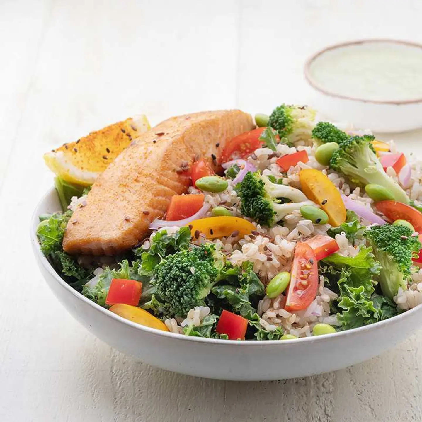 Salmon Kale Freekeh Bowl