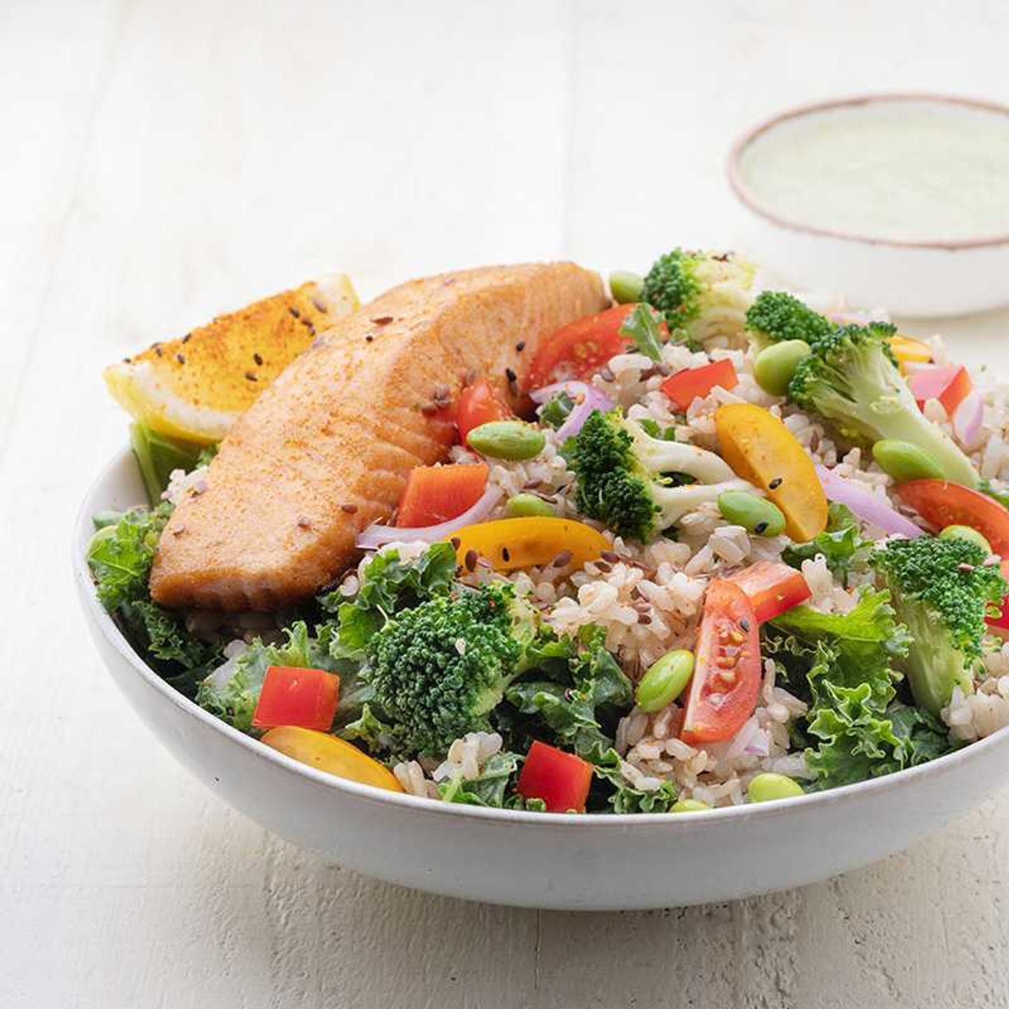 Salmon Kale Freekeh Bowl
