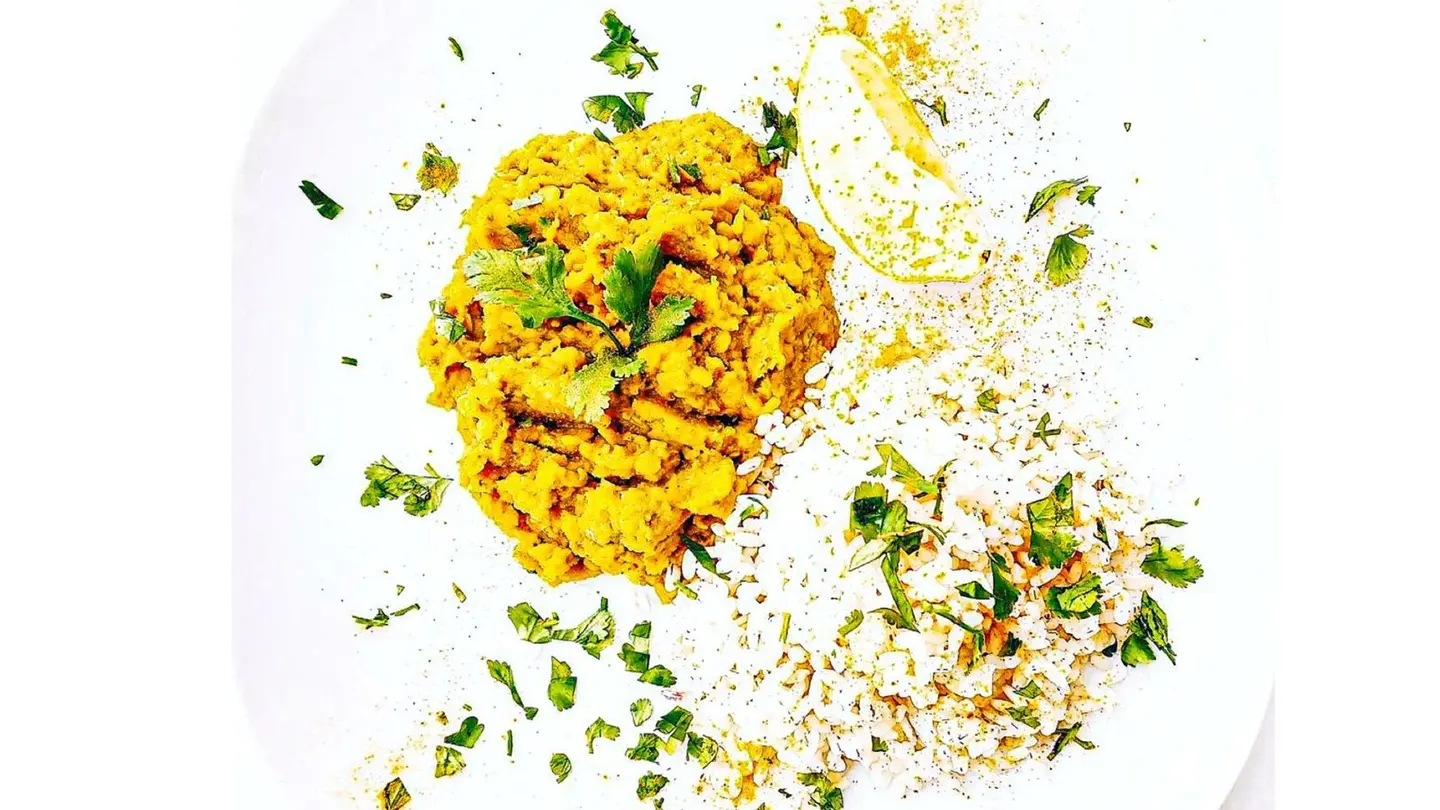 عدس بالكاري+ الارز البني