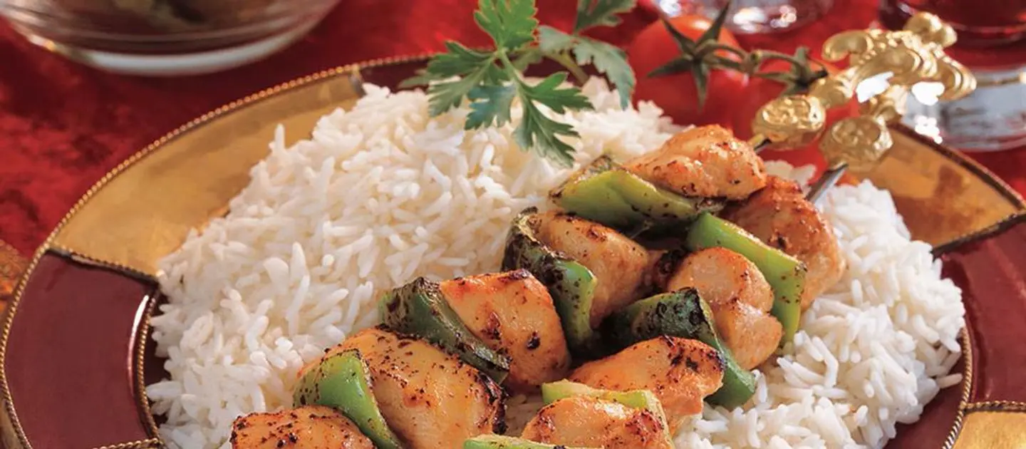 دجاج شيش بالعظم مع ارز