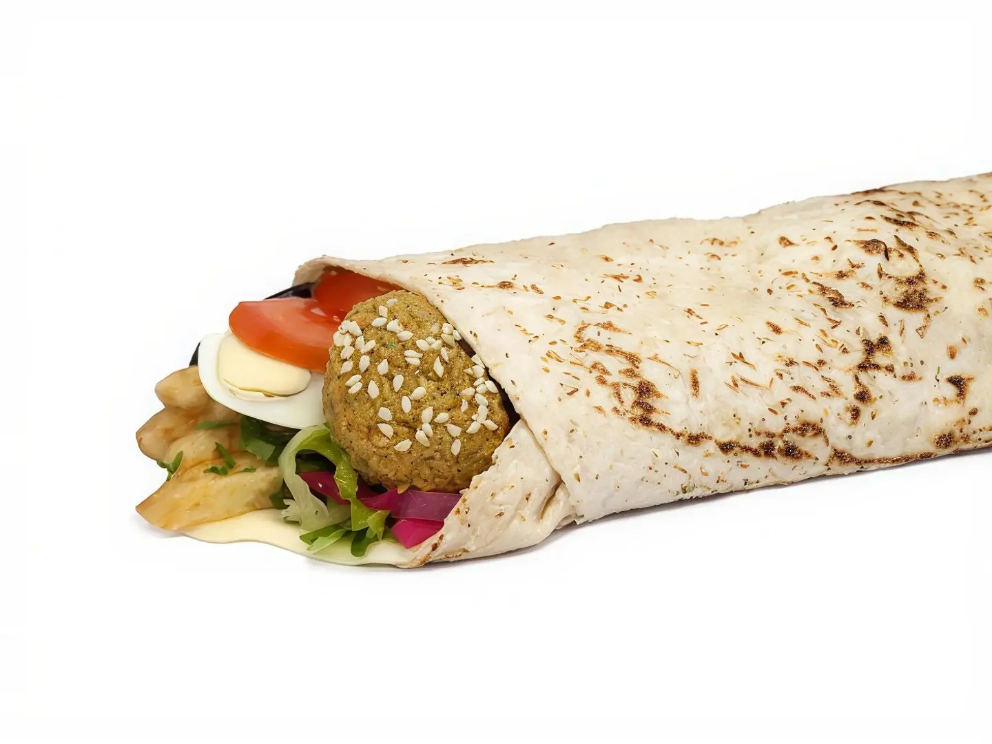 Cheese Sabah Falafel Saj Bread Sandwich