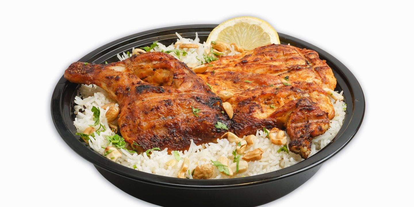 نص دجاجة مشوية مع رز
