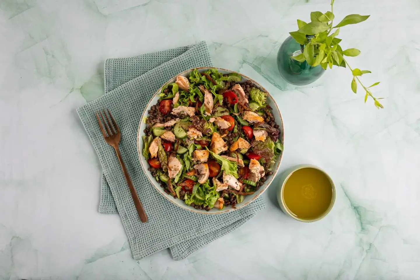 Lentil And Salmon Bowl